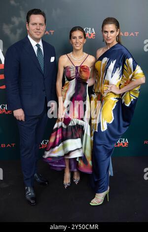 Jordi Rabat, Ana Boyer und Eva Palao nehmen an der Präsentation der neuen Kollektion „Magia Salvaje“ von Rabat beim Rabat Schmuck-Fotobesuch am 25. Mai 2023 in Madrid Teil. Stockfoto