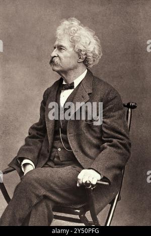 Portraitaufnahme von Mark Twain 1904 - unbekannter Fotograf Sepia Stockfoto