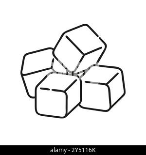 Schwarz-weiße, minimalistische Illustration von Eiswürfeln, ideal für Designs mit Getränkebezug und Kühlkonzepte. Sauber und einfach, mit Fokus auf die Grundform von Eiswürfeln... Stock Vektor