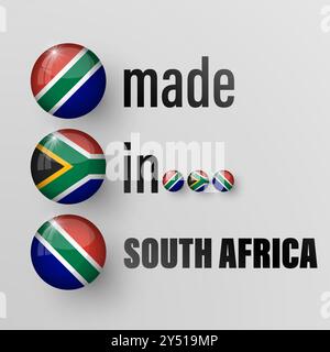 Hergestellt in Südafrika Grafik und Label. Element der Wirkung für die Verwendung, die Sie daraus machen möchten. Stock Vektor