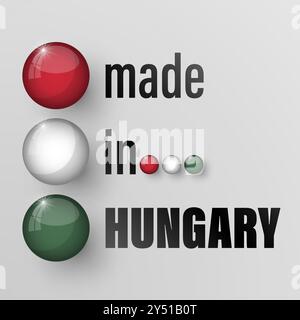 Hergestellt in Ungarn Grafik und Label. Element der Wirkung für die Verwendung, die Sie daraus machen möchten. Stock Vektor