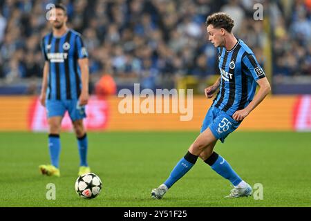 Brügge, Belgien. September 2024. Maxim de Cuyper (55) vom Club Brugge, fotografiert während eines Fußballspiels zwischen dem belgischen Club Brugge KV und der Deutschen Borussia Dortmund am 1. Tag der UEFA Champions League Phase der Saison 2024-25, am Freitag, den 18. September 2024 in Brügge, Belgien. Quelle: Sportpix/Alamy Live News Stockfoto