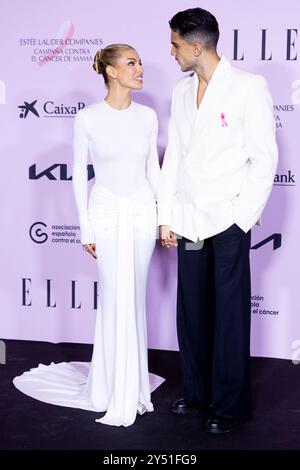 Jessica Goicoechea und Marc Bartra besuchten am 18. Oktober 2023 ELLE Cancer Ball Photocall am Königlichen Theater in Madrid. Stockfoto