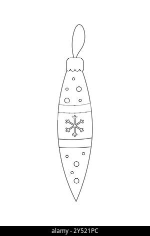 Einfaches Malbuch, Winterzubehör, Ornament, schwarz-weiß, Linienzeichnung auf weißem Hintergrund. Vektor Stock Vektor