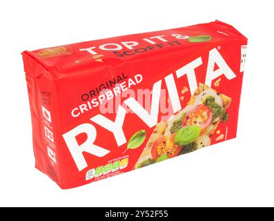 Ryvita Original knuspriges Roggen-Knäckebrot in einer 250-g-Packung Stockfoto