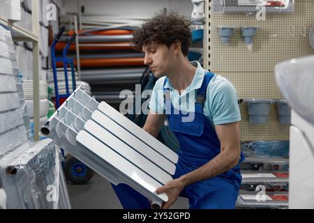 Porträt des Klempnerhalterabschnitts des Heizkörpers Stockfoto