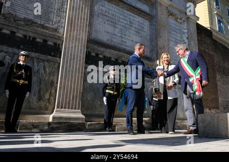 Daniele Parrucci, Roma Metropolitana, Simona. Aldassarre, Regione Lazio, Miguel Gotor, Comune di Roma, in Occasione dell'anniversario della Breccia di Porta Pia del 20 settembre 1870 che pose termine allo Stato Pontificio. Roma, Venerdì 20 Settembre 2024 (Foto Mauro Scrobogna /LaPresse) Daniele Parrucci, Metropolitan Rome, Simona. Aldassarre, Region Latium, Miguel Gotor, Gemeinde Rom, anlässlich des Jahrestages der Verletzung der Porta Pia am 20. September 1870, die dem päpstlichen Staat ein Ende setzte. Rom, Freitag, 20. September 2024 (Foto: Mauro Scrobogna/LaPresse) Stockfoto