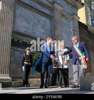 Daniele Parrucci, Roma Metropolitana, Simona. Aldassarre, Regione Lazio, Miguel Gotor, Comune di Roma, in Occasione dell'anniversario della Breccia di Porta Pia del 20 settembre 1870 che pose termine allo Stato Pontificio. Roma, Venerdì 20 Settembre 2024 (Foto Mauro Scrobogna /LaPresse) Daniele Parrucci, Metropolitan Rome, Simona. Aldassarre, Region Latium, Miguel Gotor, Gemeinde Rom, anlässlich des Jahrestages der Verletzung der Porta Pia am 20. September 1870, die dem päpstlichen Staat ein Ende setzte. Rom, Freitag, 20. September 2024 (Foto: Mauro Scrobogna/LaPresse) Stockfoto