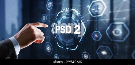 PSD2 Zahlungsdienstleistungsrichtlinie Open Banking Payment. Stockfoto