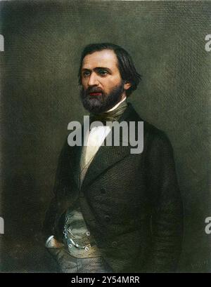 Porträt du compositeur Italien Giuseppe Verdi (1813–1901) 1857 - Gravure d’Apres Charles Michel Geoffroy Stockfoto