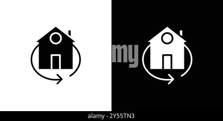 360°-Kollektion mit linearen Logomarken in Schwarz und weiß Stock Vektor