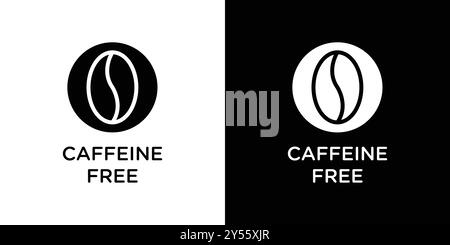 Koffeinfreie Icon-Set-Kollektion mit linearem Logo in Schwarz-weiß Stock Vektor