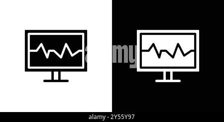 EKG-Monitorsymbol, lineare Sammlung von Logomarkierungen in Schwarz-weiß Stock Vektor