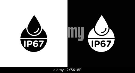 IP67 wasserdichte Icon Linear-Logo-Set-Kollektion in Schwarz-weiß Stock Vektor