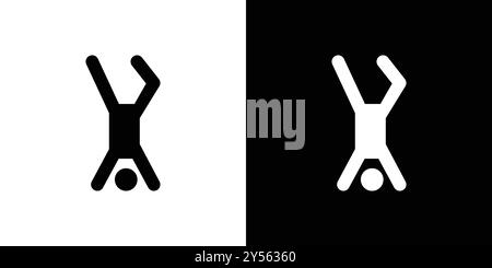 Handstand Übungssymbol, lineare Logomarke Set Kollektion in Schwarz-weiß Stock Vektor