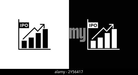 IPO Initial Public Offering Icon Linear Logo Set Kollektion in Schwarz-weiß Stock Vektor