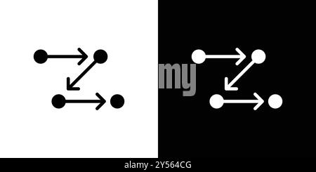 Prozessmethode Schritt Verfahren oder Workflow Symbol lineare Logo-Set Sammlung in Schwarzweiß Stock Vektor