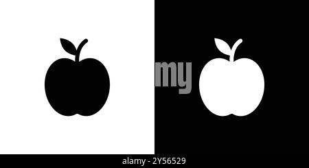 Set mit rotem Apfel-Symbol in Schwarz und weiß Stock Vektor