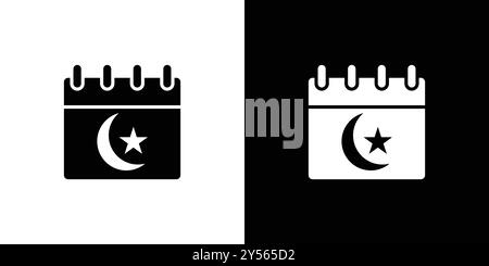 Ramadan Calendar Icon – Linear-Logo-Set-Kollektion in Schwarz-weiß Stock Vektor