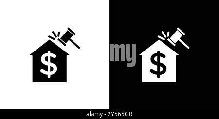 Real Estate Auction Icon – Linear-Logo-Set-Kollektion in Schwarz-weiß Stock Vektor