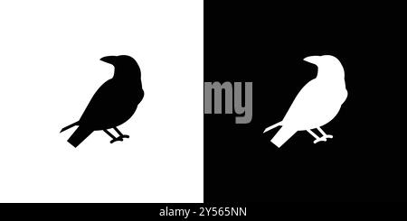 raven Icon Linear-Logo-Set-Kollektion in Schwarz-weiß Stock Vektor