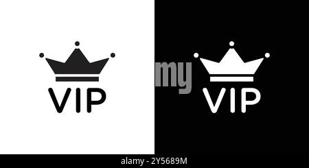 VIP-Text mit linearem Logo-Logo-Set-Kollektion in Schwarz und weiß Stock Vektor