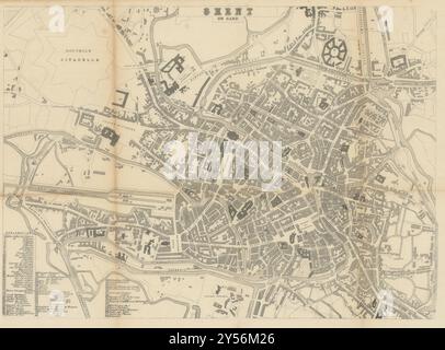 Stadtplan Gent oder Gand. Belgien. BRADSHAW 1853 alte antike Karte Stockfoto