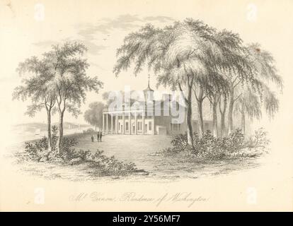 Mount Vernon, Virginia, Residenz von George Washington 1843 alte antike Drucke Stockfoto