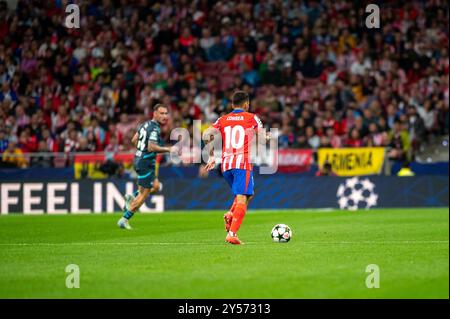 Angel Correa während des Spiels zwischen Atlético de Madrid und RB Leipzig für die Champions League, Civitas Metropolitano, Madrid, Spanien Stockfoto