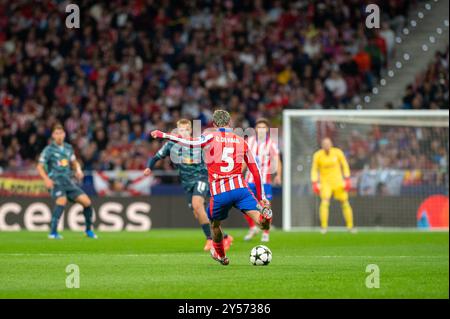 Rodrigo de Paul während des Spiels zwischen Atlético de Madrid und RB Leipzig für die Champions League, Civitas Metropolitano, Madrid, Spanien Stockfoto