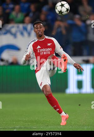 Bergamo, Italien. September 2024. Gabriel vom Arsenal FC während des Spiels der UEFA Champions League im Gewiss Stadium in Bergamo. Der Bildnachweis sollte lauten: Jonathan Moscrop/Sportimage Credit: Sportimage Ltd/Alamy Live News Stockfoto