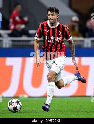 Mailand, Italien. September 2024. San Siro Stadion, 17.09.24: Christian Pulisic (11 AC Milan) während der UEFA Champions League, Ligaspiel zwischen AC Milan und Liverpool FC im San Siro Stadion in Turin, Italien Fußball (Cristiano Mazzi/SPP) Credit: SPP Sport Press Photo. /Alamy Live News Stockfoto