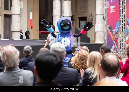 Alcuni Momenti della Cerimonia di accensione della Fiaccola dei Giochi Mondiali Universitari Torino 2025 presso Rettorato dell'Universit&#xe0; A Turin, Italia - Cronaca - Venerd&#xec; 20 Settembre 2024 - (Foto Giacomo Longo/LaPresse) einige Momente der Fackelbeleuchtung der Turino 2025 World University University Games in der Universität in der University Rectorate, 2024 Giacomo Live Presse: Freitag/Laongo, Laongo Presse - Laongo) Stockfoto