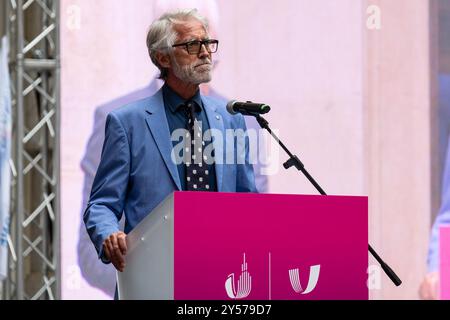 Riccardo D'Elicio druante alcuni Momenti della Cerimonia di accensione della Fiaccola dei Giochi Mondiali Universitari Turin 2025 presso Rettorato dell'Universit&#xe0; A 2025 Turin, Italia - Cronaca - Venerd&#xec; 20 Settembre 2024 - 2024 (Foto Giacomo Longo/LaPresse Stockfoto