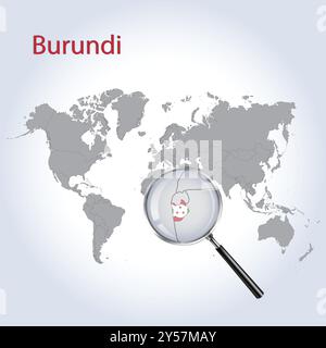 Burundi vergrößerte Karte und Flagge, Burundi Vergrößerungskarten, Vektorgrafik Stock Vektor