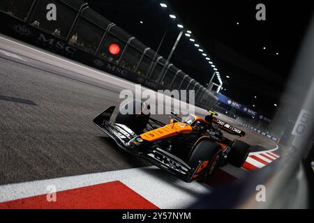 Singapur, Singapur. September 2024. 04 NORRIS Lando (gbr), McLaren F1 Team MCL38, Action während des Formel-1-Grand Prix 2024 von Singapur, 18. Runde der Formel-1-Weltmeisterschaft 2024 vom 20. Bis 22. September 2024 auf dem Marina Bay Circuit in Singapur, Singapur - Foto DPPI Credit: DPPI Media/Alamy Live News Stockfoto