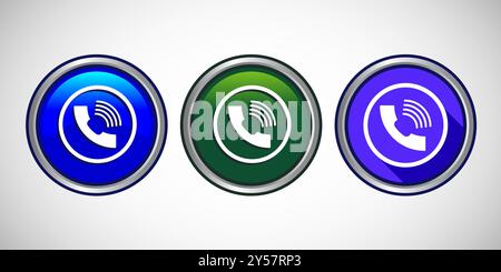 Rufen Sie Uns Jetzt An. Symbolschaltfläche Für Telefon Set Design-Illustration Stock Vektor
