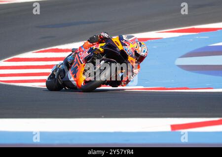 43 Jack Miller (aus-Red Bull KTM Factory Racing) während der Ausgabe der San Marino GP MotoGP-Klasse 2024 auf dem Misano World Circuit Stockfoto