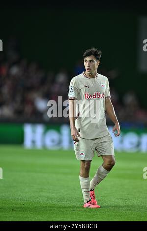 PRAG, TSCHECHISCHE REPUBLIK - 18. SEPTEMBER: Nicolas Capaldo vom FC Red Bull Salzburg während des Spiels zwischen der UEFA Champions League 2024/25 League Phase MD1 Stockfoto