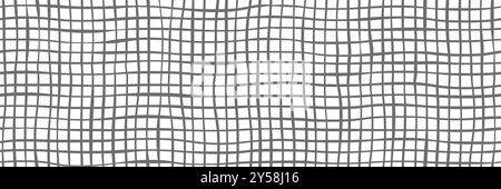 Schwarz-weiße Linien machen ein handgezeichnetes Raster als nahtloses Muster. Kariertes Grunge bg. Wellige Freihandlinien. Vektorabbildung. Stock Vektor