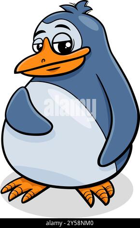 Zeichentrickillustration einer lustigen jungen Pinguinvogeltierfigur Stock Vektor