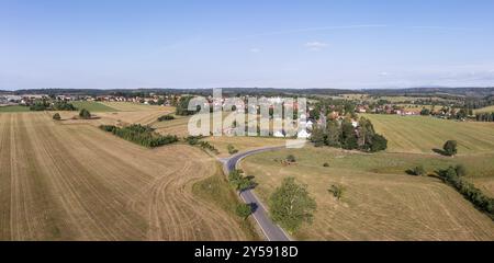 Aus der Vogelperspektive von Allrode in der Harzstadt Thale Stockfoto