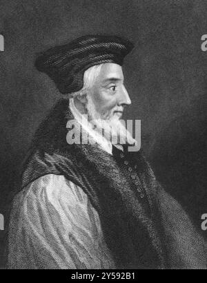 Hugh Latimer (1487-1555) auf Gravur von 1838. Fellow des Clare College, Cambridge, Bischof von Worcester und späterer Kaplan der Church of England Stockfoto