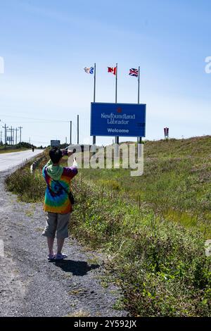 Willkommen in der Provinz Neufundland & Labrador auf NL 100 in Argentia, Placentia, Neufundland & Labrador, Kanada Stockfoto