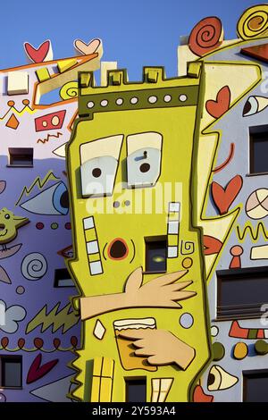 Happy Rizzi House, entworfen vom Künstler James Rizzi in Pop Art Gemälden, Detail der Fassade, Braunschweig, Niedersachsen, Deutschland, Europa Stockfoto