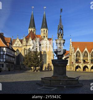 Altstadtmarkt, zentraler Platz der Altstadt, Traditionsinsel Braunschweig, Niedersachsen, Deutschland, Europa Stockfoto