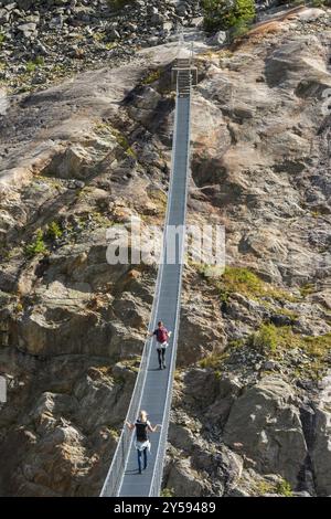 Belalp-Riederalp Hängebrücke am Aletschgletscher, Höhenangst, Schwindel, Wandern, Wandern, Wallis, Schweiz, Europa Stockfoto