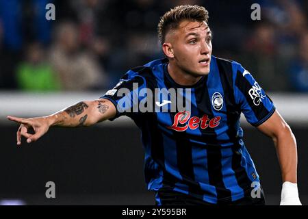 Bergamo, Italien. September 2024. Gewiss-Stadion, 19.09.24: Mateo Retegui (32 Atalanta BC) Gesten während der UEFA Champions League, Ligaspiel zwischen Atalanta BC und Arsenal FC im Gewiss-Stadion in Bergamo, Italien Fußball (Cristiano Mazzi/SPP) Credit: SPP Sport Press Photo. /Alamy Live News Stockfoto