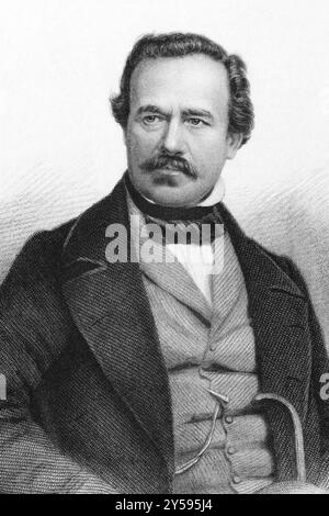 Generalleutnant Sir James Outram, 1. Baronet (1803-1863) über Kupferstich aus den 1800er Jahren Englischer General, der in der Indischen Rebellion von 1857 und mir kämpfte Stockfoto