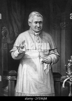 Papst Pius IX. (1792-1878) über den Stich von 1873. Giovanni Maria Mastai-Ferretti, geboren als der längste amtierende gewählte Papst in der Kirchengeschichte Stockfoto